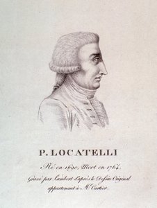 صورة لعازف الكمان والملحن الإيطالي بيترو لوكاتيلي (1695-1762) نقش. القرن ال 18. بولونيا ، متحف الموسيقى المدنية بواسطة فنان غير معروف