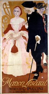 ملصق لأوبرا "Manon Lescaut" لجياكومو بوتشيني (1858-1924) 1893 تقريبًا. بواسطة فنان غير معروف
