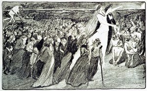 موكب أثناء الحج في لورد ، قصة رمزية بقلم ثيوفيل ألكسندر شتاينلين (1859-1923) توضح "لورد" لإميل زولا (1840-1902) مأخوذة من "جيل بلاس اللامع" بواسطة فنان غير معروف