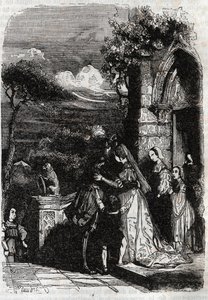 عودة رينو إلى عائلته - نقش عام 1851 من "Furious Roland" بواسطة فنان غير معروف