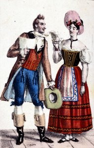 تمثيل Dulcamare و Alina (يؤديه على التوالي فريزوليني وهاينفيتر) في أوبرا "Elixir d