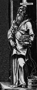 تمثيل الفيلسوف اليوناني Stoicist Cleanthe (330-232 قبل الميلاد) "نقش من واجهة" "الأعمال الفلسفية" بقلم سينيك بواسطة فنان غير معروف