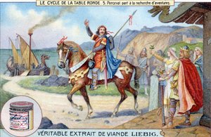 دورة المائدة المستديرة (5): يذهب بيرسيفال بحثًا عن المغامرات ، Liebig Chromolithography ، sd. القرن ال 19 بواسطة فنان غير معروف