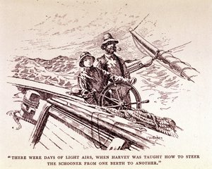 روديارد كيبلينج: "Captains courageous" ، نيويورك 1899 (نقش) بواسطة فنان غير معروف