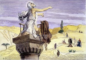 القديس سمعان العمودي يكرز على عمود. بواسطة فنان غير معروف