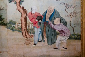 مشاهد الحياة اليومية في الصين ، تفاصيل ورق الحائط الصيني ، الخزانة الصينية ، سكن الصيد ، بقلم فيليبو جوفارا (1678-1736) ، ستوبينيجي ، بيدمونت ، إيطاليا بواسطة فنان غير معروف