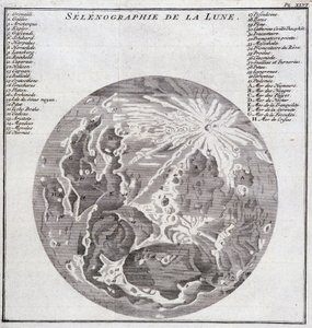 Selenography of the Moon - في "" رحلة تاريخية لأمريكا الجنوبية بواسطة وسام ملك إسبانيا من قبل دون جورج جوان ودون أنطوان دي أولوا "" ، T.2 ، في CA Jombert ، Librairie du Roi ، باريس بواسطة فنان غير معروف
