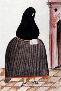 امرأة إسبانية ترتدي الصخر الزيتي تغطي وجهها ، من "Trujillo del Peru" أو "Códice Martínez Compañón" ، بقلم بالتازار مارتينيز كومبانيون إي بوجاندا ، أسقف تروخيو (1782-1785) بواسطة فنان غير معروف