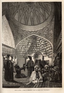 التتار في الصلاة ، في مسجد شوشا (عبر القوقاز ، روسيا). نقش لتوضيح الرحلة في مقاطعات القوقاز ، بقلم باسيلي فيريشاغوين ، في 1864-1865 ، نُشر في "" le tour du monde "، تحت إشراف D'Edouard Charton، Ha بواسطة فنان غير معروف