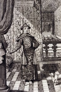 الإمبراطور الصيني والحاكم الأعلى للتتار - الإمبراطور الصيني كانغشي (1652-1722) سلالة تشينغ ، نقش أثناسيوس كيرشر (1601-1680) من "" China Monumentis، qua sacris qua profanis "" "" 1667 - الإمبراطور الصيني كانغشي (1652 -1722) أسرة تشينغ ، بواسطة فنان غير معروف