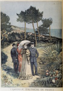 إمبراطور النمسا في فرنسا (زيارة الزوجين الإمبراطوريين فرانسيس جوزيف وإليزابيث من النمسا (سيسي) على الريفييرا الفرنسية) - في Le Petite Journal du 19/03/1894 بواسطة فنان غير معروف
