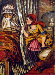 ذات الرداء الأحمر. حكاية تشارلز بيرولت (1697). توضيح مجهول بواسطة فنان غير معروف