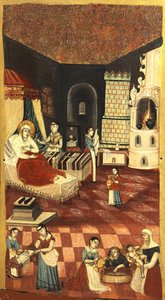 ميلاد العذراء - مجهول - um 1700 - تمبرا على اللوح - 113،6x65،4 - متحف إيفان هونشار في كييف بواسطة فنان غير معروف