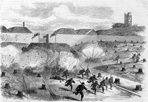 كومونة باريس عام 1871. قصف البابا دوتويل من قبل اتحادات الكوميونات عام 1871. بواسطة فنان غير معروف