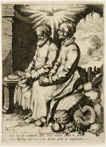 الزوجان العجوزان التقيان بواسطة فنان غير معروف