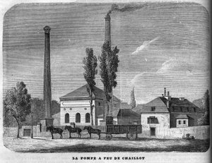 مضخة حريق Chaillot عام 1858. بواسطة فنان غير معروف