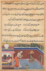 يخاطب الببغاء خوجاستا في بداية الليلة الحادية والثلاثين ، من توتي-ناما (حكايات ببغاء) بواسطة فنان غير معروف
