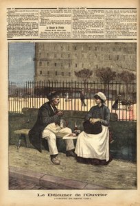 غداء العمال ، استنساخ لوحة هنري كاين (1859-1930) ، رسام وكاتب مسرحي. نقش في "" Le petit journal "18/04/1891. مجموعة سيلفا. بواسطة فنان غير معروف