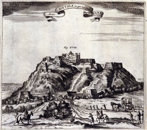 التبت. منظر لبوتالا أو القصر أو الدالاي لاما في لاسا. "De China Monuments" لأثناسيوس كيرشر (1601 - 1680) ، يسوعي ، مستشرق وعالم ألماني ، أمستردام 1667. بواسطة فنان غير معروف
