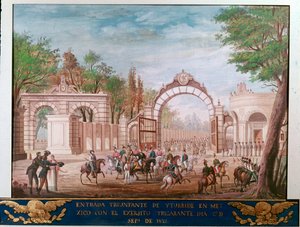مدخل النصر لأجستين إيتوربيد (1783-1824) ، أول إمبراطور للمكسيك المستقلة ، في مكسيكو سيتي في 7 سبتمبر 1821 (دخول النصر لأول إمبراطور للمكسيك الحرة أوجستين إيتوربيدي في مكسيكو سيتي ، 7 سبتمبر بواسطة فنان غير معروف
