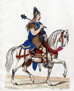 زعيم الفرنجة - في "" الأزياء المدنية والعسكرية للفرنسيين في travers les Siecles Paris F. Roy 1882 "". بواسطة فنان غير معروف