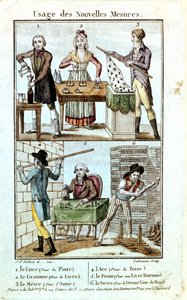 استخدام الأوزان والمقاييس الجديدة عام 1795. بواسطة فنان غير معروف