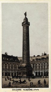 عمود Vendome في Place du نفس الاسم في باريس. الطباعة الحجرية الملونة في نهاية القرن التاسع عشر. بواسطة فنان غير معروف