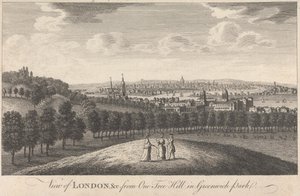 منظر للندن والكنيسة من One Tree Hill في Greenwich Park بواسطة فنان غير معروف