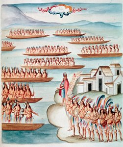 منظر لـ Tlatelolco محاط بالبحيرة ، المكسيك (ألوان مائية ، 1770-1780) بواسطة فنان غير معروف