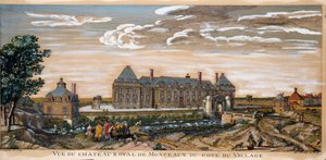 منظر لـ Chateau Royal de Monceaux. نقش من 1740. مجموعة خاصة. بواسطة فنان غير معروف
