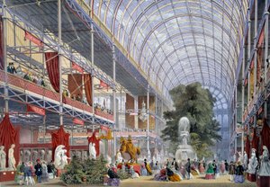 منظر للمعرض العالمي في كريستال بالاس ، الذي بناه جوزيف باكستون لهذه المناسبة ، عام 1851 في لندن بواسطة فنان غير معروف