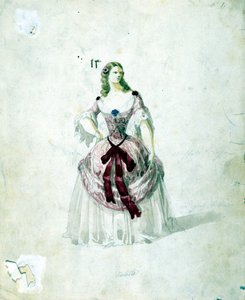 زي فيوليتا لأوبرا "لا ترافياتا" لجوزيبي فيردي إلى لا سكالا من عام 1855. بواسطة فنان غير معروف