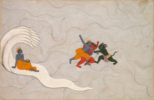 Vishnu Battles Madhu و Kaitabha ، من Markandeya Purana بواسطة فنان غير معروف