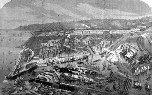 Vue du Port du Havre 1868 نقش من القرن التاسع عشر. بواسطة فنان غير معروف