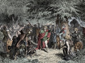 يدعو Wittekind الساكسونيين إلى التسلح - ويدوكيند من ساكسونيا (حوالي 750-810) يدعو الساكسونيين إلى رفع أسلحتهم ضد الغزو الفرانكي لشارلمان عام 777 بواسطة فنان غير معروف