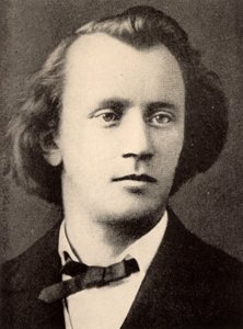 يوهانس برامز (1833-1897) ملحن ألماني (1833-1897)، صورة نصفية في عام 1866 (مطبوعة) بواسطة مصور غير معروف