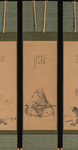 Zen Master مع طاقم التأمل ، والمناظر الطبيعية على الطراز الصيني ، ربما أواخر 1620-1644. بواسطة Unkoku Toeki