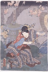 Ohatsu Fighting Iwafuji (طباعة خشبية ملونة)