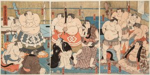 المقاتلين القتاليين Shitaky Beya و Hidenoyama. ختم أوتاغاوا كونيسادا (1786-1865) بواسطة أوتاغاوا كونيسادا