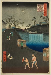 بلو سوب ، يد النمر في أوتسوي (تورانومون-آوي-زاكا الخارجي) ، من سلسلة `` مناظر ريدج دري إف إس لإيدو (مائة منظر مشهور لإيدو) " بواسطة Utagawa Hiroshige