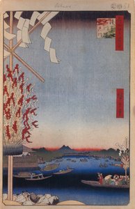 نهر أساكوسا ، نهر مياتو ، النهر العظيم مائة مشاهد شهيرة لإيدو ، 1856-1858 بواسطة Utagawa Hiroshige