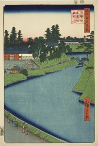 Benkei Moat من Soto-Sakurada إلى Kojimachi (Soto Sakurada Benkeibori Kojimachi) ، من سلسلة "مائة منظر مشهور لإيدو (ميشو إيدو هياكي)" بواسطة Utagawa Hiroshige