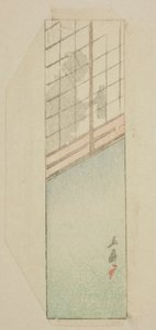 ظرف امرأة خلف شاشات منزلقة بواسطة Utagawa Hiroshige