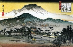 هيروشيغي - 8 مناظر لأومي - جرس المساء الرابع، معبد ميي بواسطة Utagawa Hiroshige