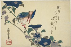 الرفراف وزهور الجرس بواسطة Utagawa Hiroshige