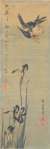 طائر الرفراف يحلق فوق قزحية بواسطة Utagawa Hiroshige