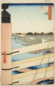 Japan B Ridge Draft Edo B Ridge (نيهونباشي ، Edobashi) ، من سلسلة te `` Ridge for rges views of Edo (مائة منظر مشهور لإيدو) " بواسطة Utagawa Hiroshige