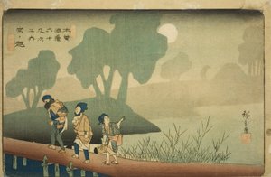 ل. 37: ميانوكوشي ، من مسلسل "Shixty-nines of the kisokaido" بواسطة Utagawa Hiroshige