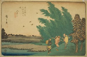 ل. 56: Mieji ، من Teseri s "Shi x t y ne s ta on s of Te kisokaido" بواسطة Utagawa Hiroshige