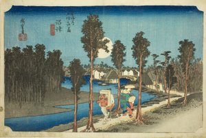 Numazu-Dusk (Numazu - tasogare zu) ، من سلسلة المحطات الثلاثة والخمسون لطريق توكايدو (توكايدو غوجسان تسوجي نو أوتشي) بواسطة Utagawa Hiroshige